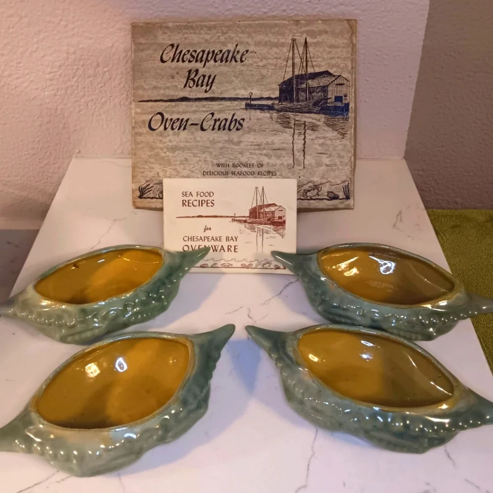 Vintage Chesapeake Bay Ovenware Crab Stoneware Baking Dishes - Picture 1 of 5
